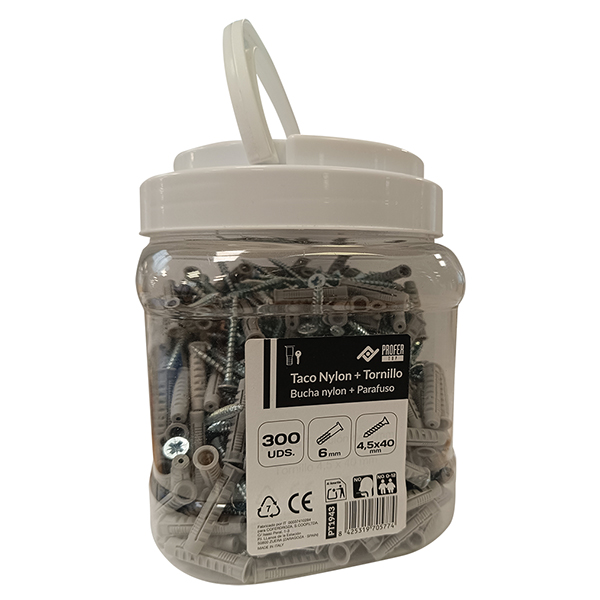 TACO NYLON + TORNILLO B/300 PT1943 PROFER TOP 6X30 MM