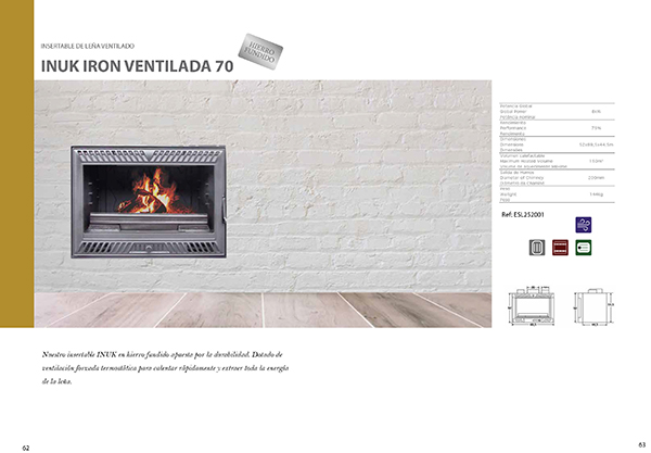 CASETTE INSERT LEÑA INUK IRON VENTILADA ESL252001 VERTEX 8 KW