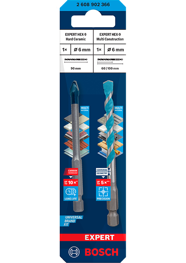 BROCA CERAMIC HEX-9 +MULTIC HEX-9 2608902366 BOSCH 6 MM