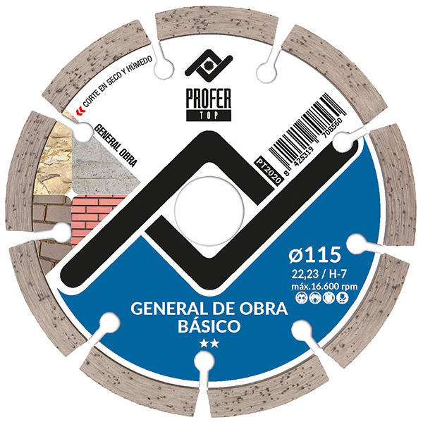 DISCO DIAMANTE GENERAL OBRA PT2020 PROFER TOP 115X7MM