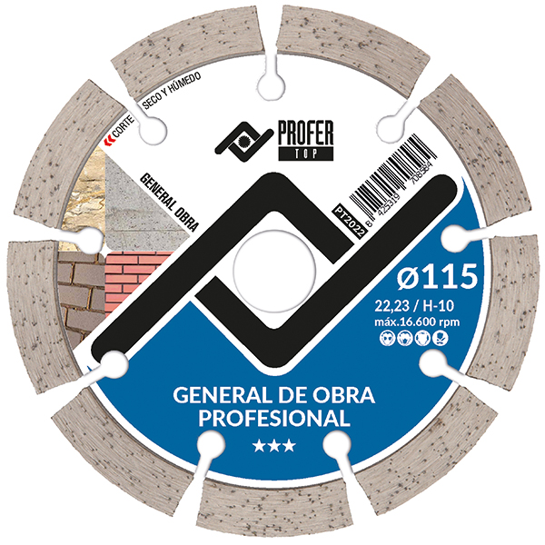 DISCO DIAMANTE GENERAL OBRA PT2022 PROFER TOP 115X10MM