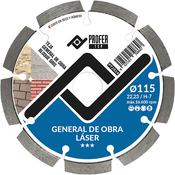 DISCO DIAMANTE GENERAL OBRA LASER PT2024 PROFER TOP 115X7MM