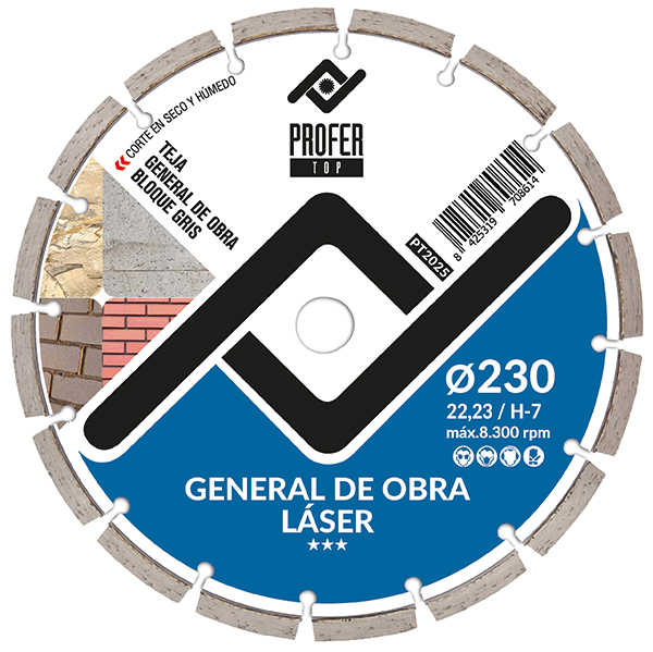 DISCO DIAMANTE GENERAL OBRA LASER PT2025 PROFER TOP 230X7MM