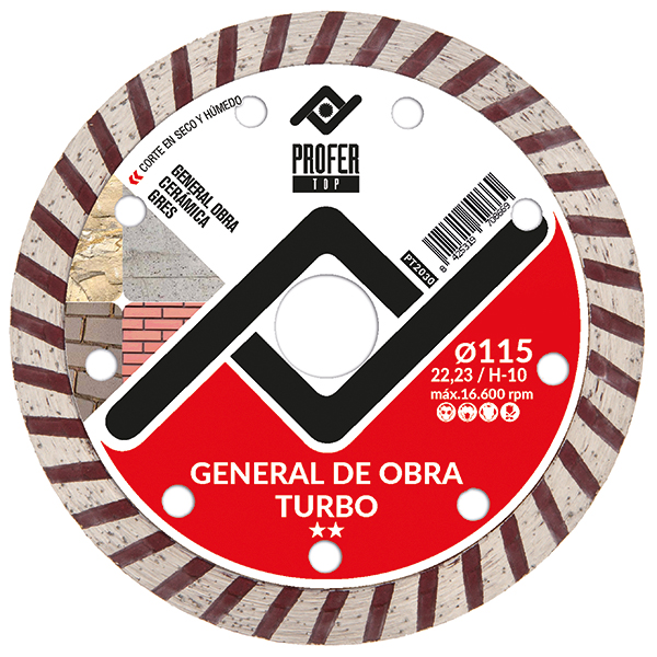 DISCO DIAMANTE GENERAL OBRA TURBO PT2030 PROFER TOP 115X10 MM