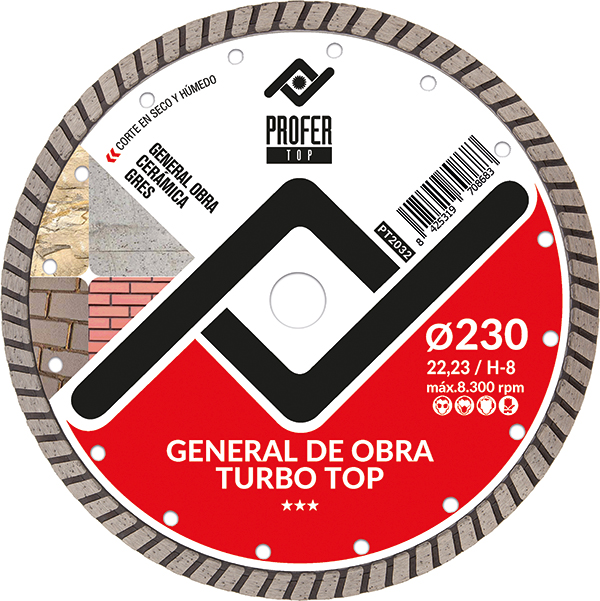 DISCO DIAMANTE GENERAL OBRA TURBO TOP PT2032 PROFER TOP 230X10MM