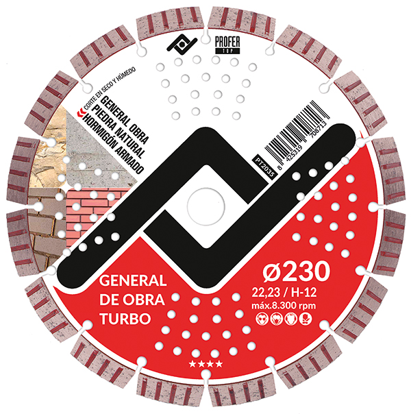 DISCO DIAMANTE GENERAL OBRA TURBO PT2035 PROFER TOP 230X12 MM