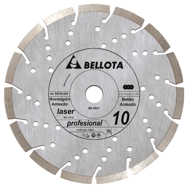 DISCO DIAMANTE HORMIGON ARMADO 50735-230 BELLOTA 230 MM