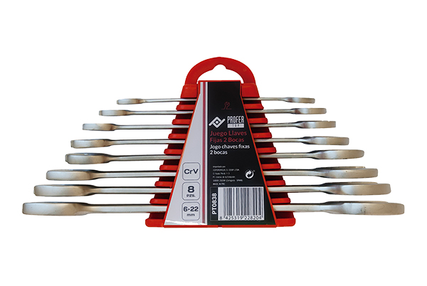 LLAVE FIJA 2 BOCAS JGO 8 PZ PT0838 PROFER TOP 6-22 MM