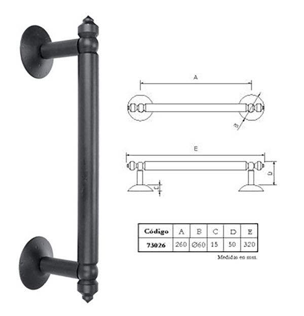 TIRADOR BARRA 260M/M ESCUDO 60 M/M 73026 IMEX -