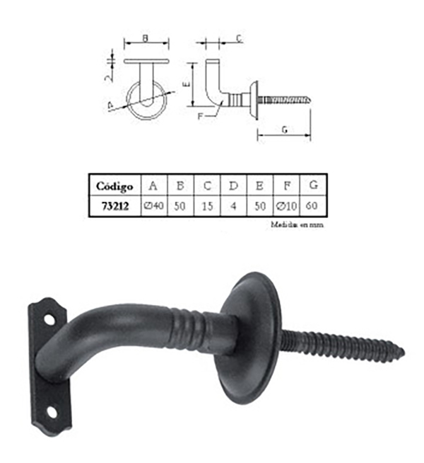 SOPORTE PASAMAOS ES.40MM LARGO 67MM 73212 IMEX -