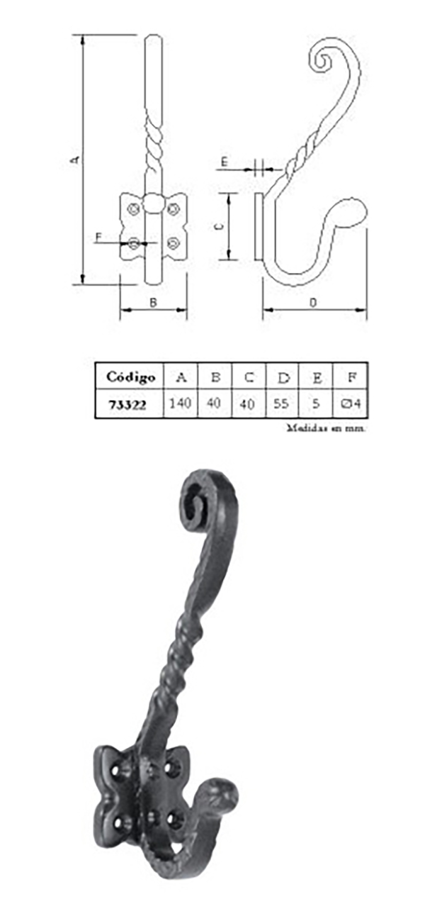 PERCHA DOBLE B-73322 IMEX 140 MM