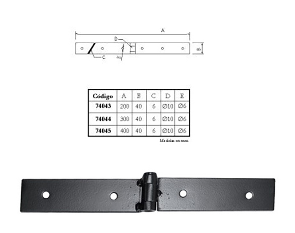 BISAGRA ATORNILLAR B-74044 IMEX 300X40 MM