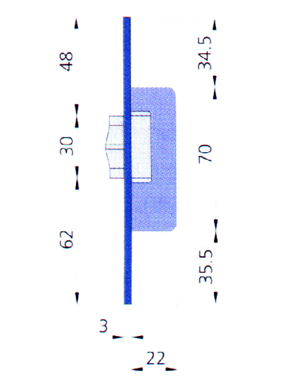 PICAPORTE 8MM 1963RV/0 CVL 16 MM