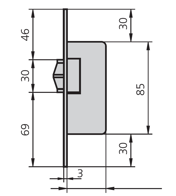 PICAPORTE VAIVEN 8MM 1964RV/0 CVL 35 MM