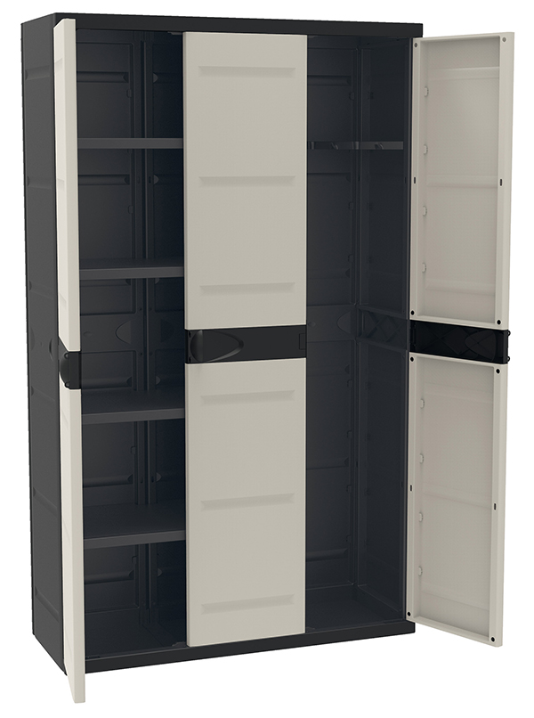 ARMARIO RESINA 3 PUERTAS 4 BAL NGR PH1424 PROFER HOME 105X44X176