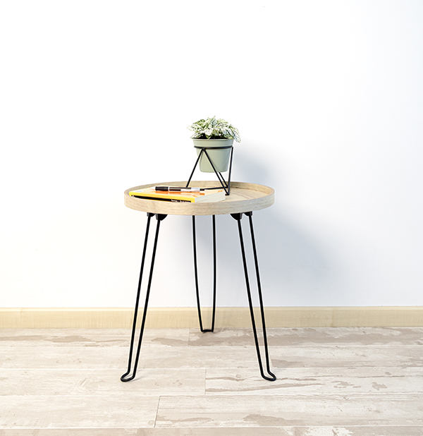 MESA AUXILIAR ACERO MADERA 5427152 MOA VINT 40X48 CM