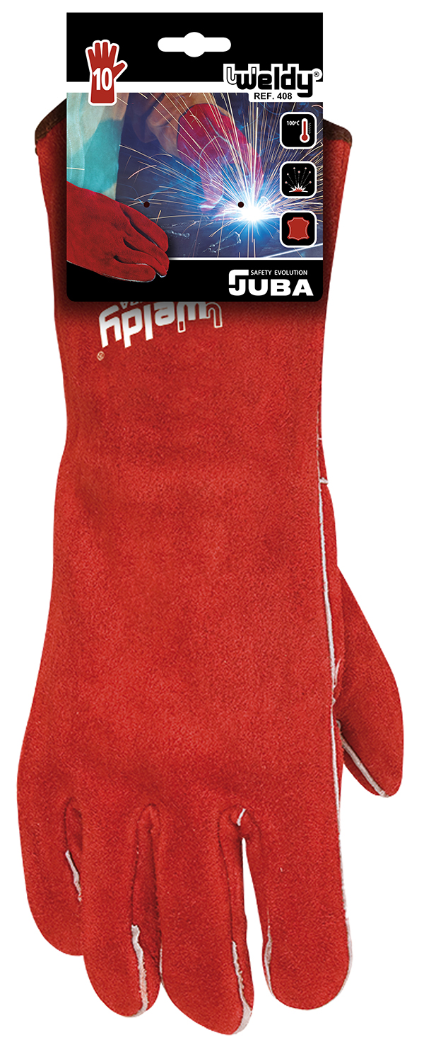 GUANTE SOLDADOR SERRAJE ROJO H408 JUBA WELDY -