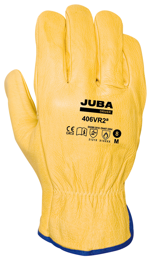 GUANTE PIEL FLOR VACUNO RIBETE 406VR2 JUBA T.10
