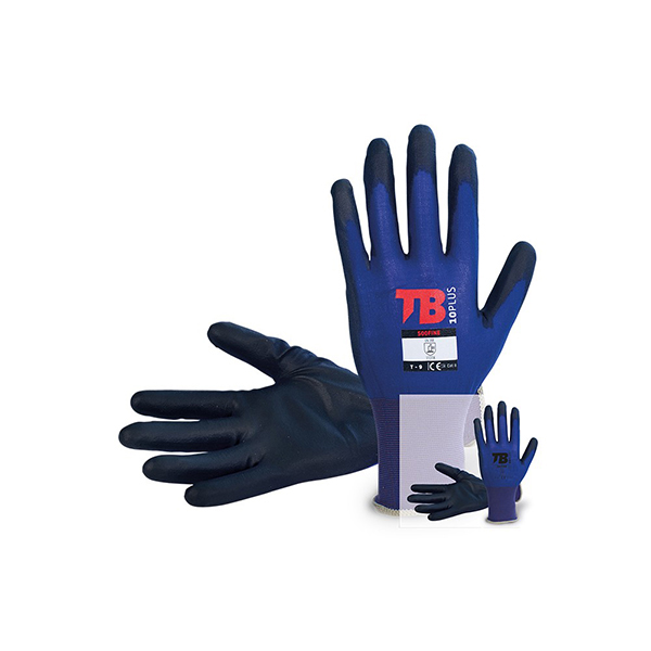 GUANTE NYLON AZUL PU NEGRO PALMA 500FINE BODERO T.9