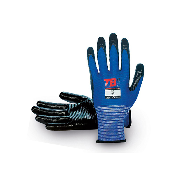 GUANTE NYLON AZUL NITRILO PALMA 700AZ U3 TOUCH BODERO T.8
