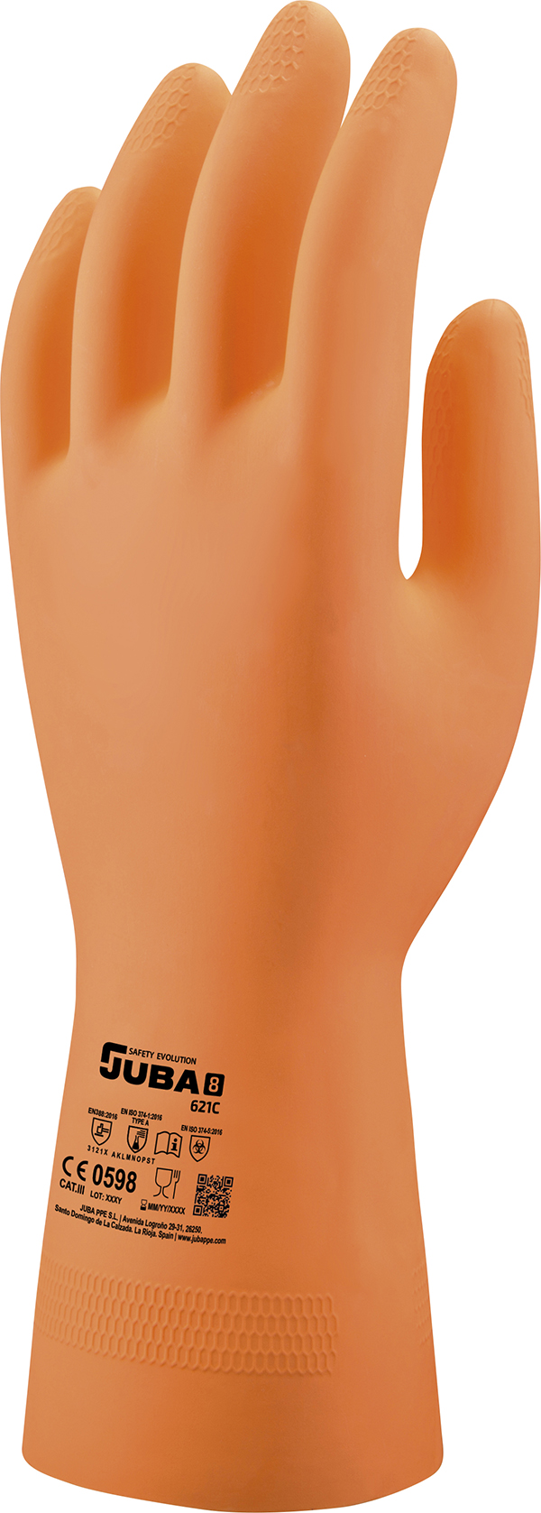 GUANTE LATEX INDUSTRIAL NARANJA 621C JUBA T.10
