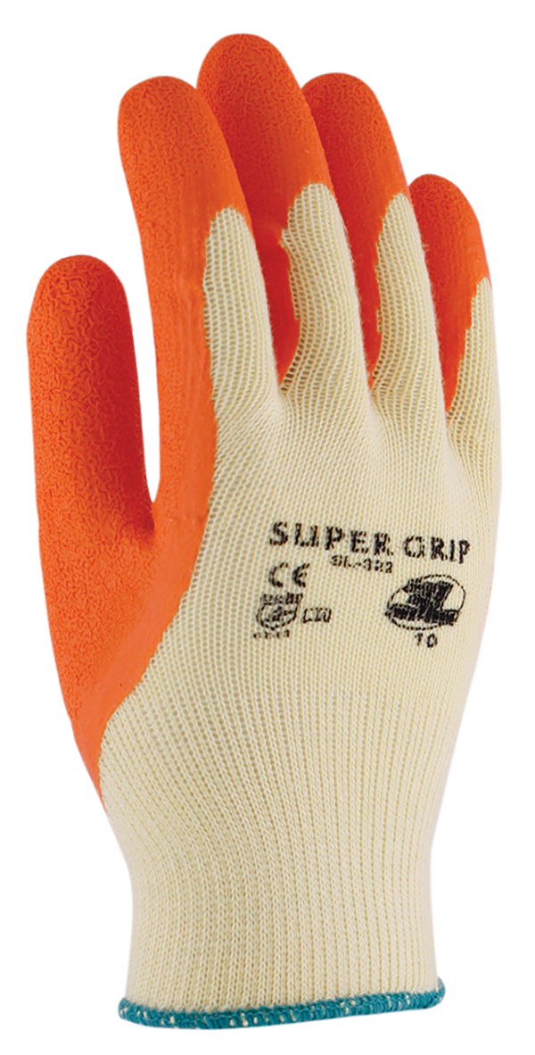 GUANTE POLIESTER LATEX NARANJA SL -324 3L SUPER GRIP T.10