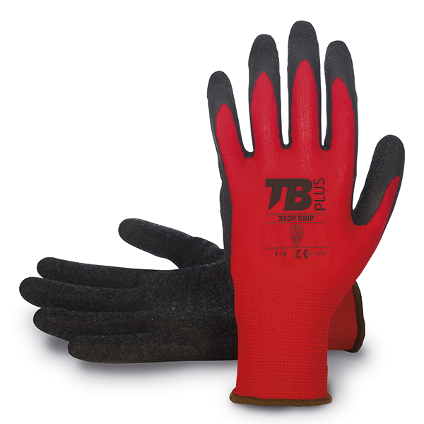 GUANTE POLIESTER LATEX ROJO 320P BODERO T.10