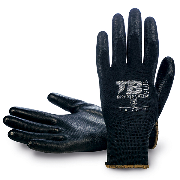 GUANTE POLIESTER NEGRO 500NG2P BODERO T.10