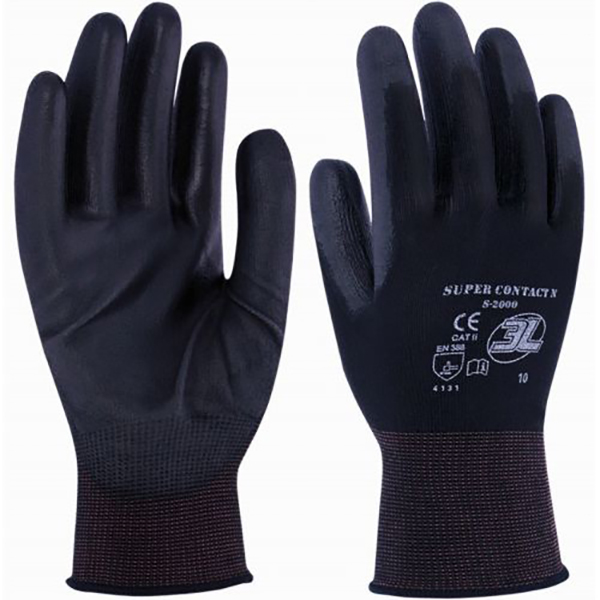 GUANTE NYLON NEGRO PU SC-2000 3L SUPERCONTACT N T.9