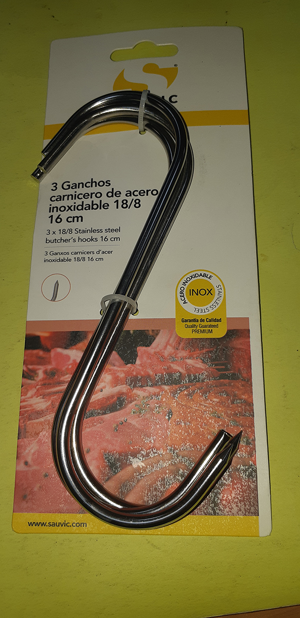 GANCHO CARNICERO INOX BLISTER DE 3 18/8 N-10 1110 SAUVIC 100 MM