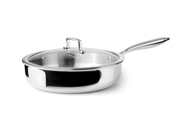 SARTEN GUISERA C/TAPA INOX+ALUM+INOX TRIPLY NATURA 653024 IBILI 24 CM