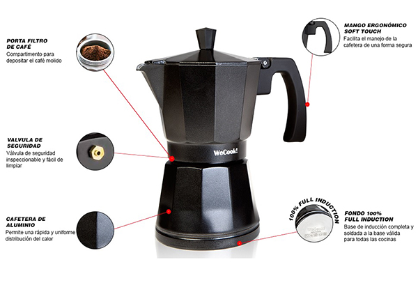 CAFETERA ALUM INDUCC 9 TAZAS 30109 WECOOK -