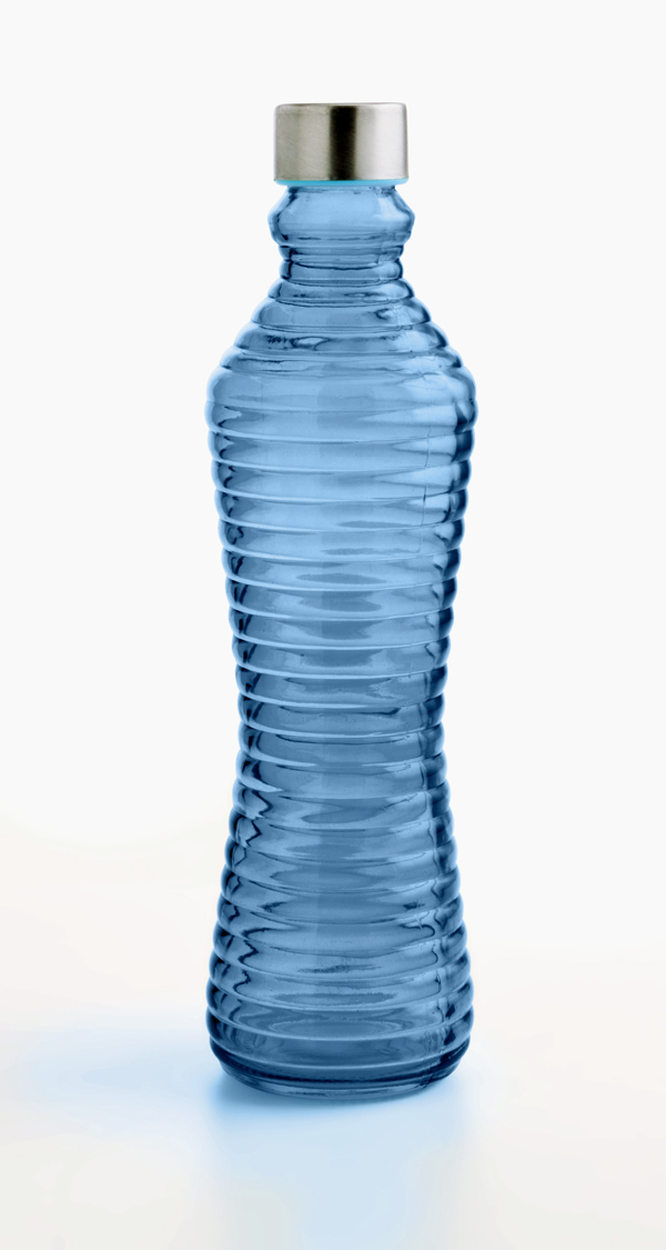 BOTELLA VIDRIO AZUL RUSTIK 7522015 QUID 1 L