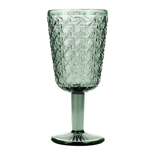 COPA VIDRIO RELIEVE VERDE AGATA PACK-6 546077 BIDASOA 29 CL
