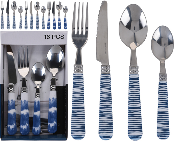 CUBERTERIA AZUL SET-16 SURTIDO 258100010 KOOPMAN -