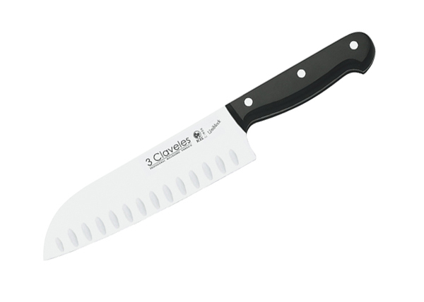 CUCHILLO SANTOKU ALVEOLADO 1125 3 CLAVELES 18 CM