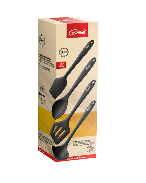 UTENSILIOS COCINA SILICONA NEGRA 4 PZAS 35391 INOXIBAR -