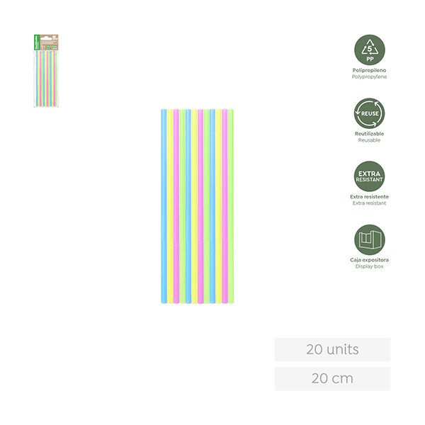 CAÑA PP REUTILIZ. SURTIDAS B/20 30410R MAXIPRODUCT 20 CM