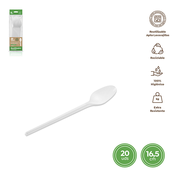 CUCHARA BASICA PS REUT. BLANCA B/20 1150R MAXIPRODUCT 165 MM