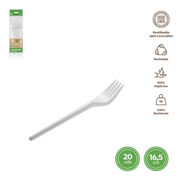 TENEDOR BASICO PS REUT. BLANCA B/20 1152R MAXIPRODUCT 165 MM