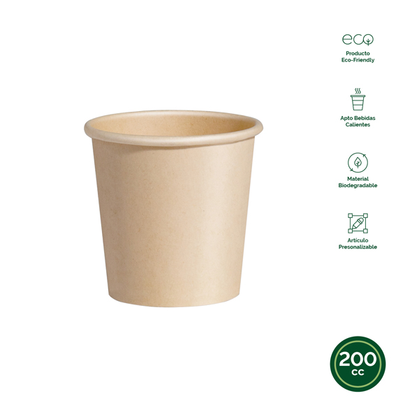 VASO DESECHABLE CARTON BIO NATU B/50 30561FM HONEST GREEN 200 CM3