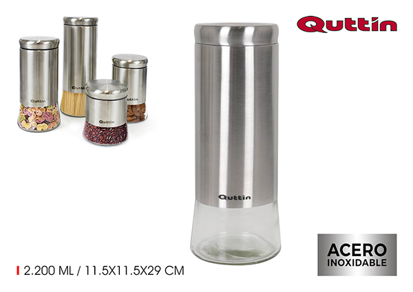 BOTE ALMACENAMIENTO VIDRIO/ACERO BQ03030173115 QUTTIN 2,2 L