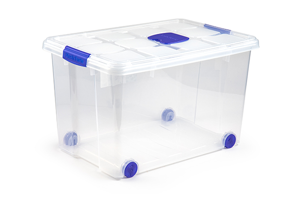 CAJA MULTIUSO C/RUEDA TRANSP 11121 PLASTICFORTE 55 L