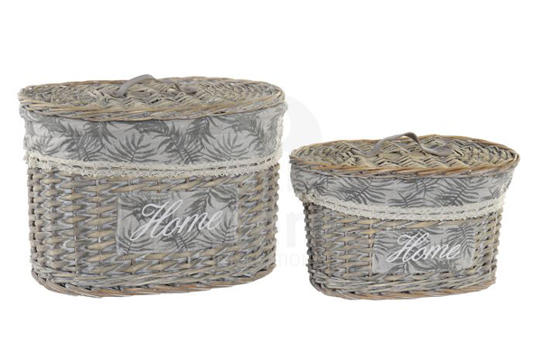 CESTA MIMBRE C/TAPA SET-2 DC-159307 CMP 37X28X25CM