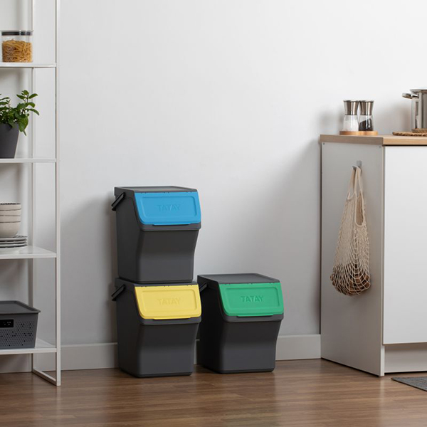 CUBO RECICLAJE SELECTIVO ANTRACITA SET-3 1105714 TATAY 3 X 20 L