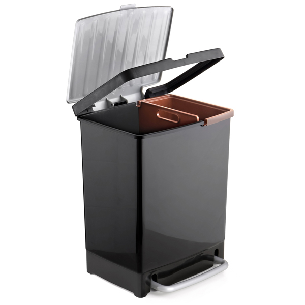 CUBO PEDAL RECICLAJE NEGRO 25L 1101600 TATAY 17+8 L