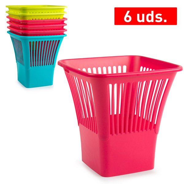 PAPELERA CUADRADA SURTIDA 11979 PLASTIFORTE 29X29X30CM