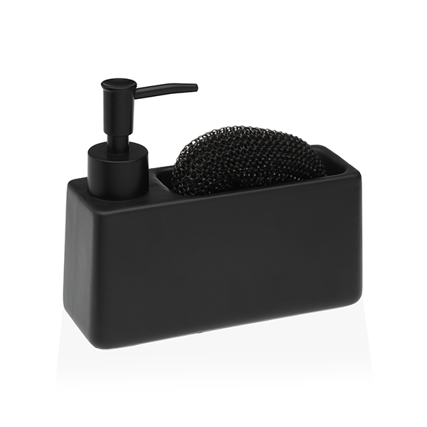 DISPENSADOR JABON +ESTROPAJERO NEGRO 21340102 VERSA -