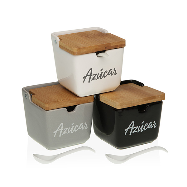 AZUCARERO CERAMICA +CUCHARILLA 21440247 VERSA 9X9X10
