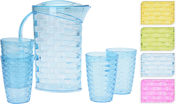 JARRA + 4 VASOS COLOR SURTIDO ST1500080 KOOPMAN 2 L